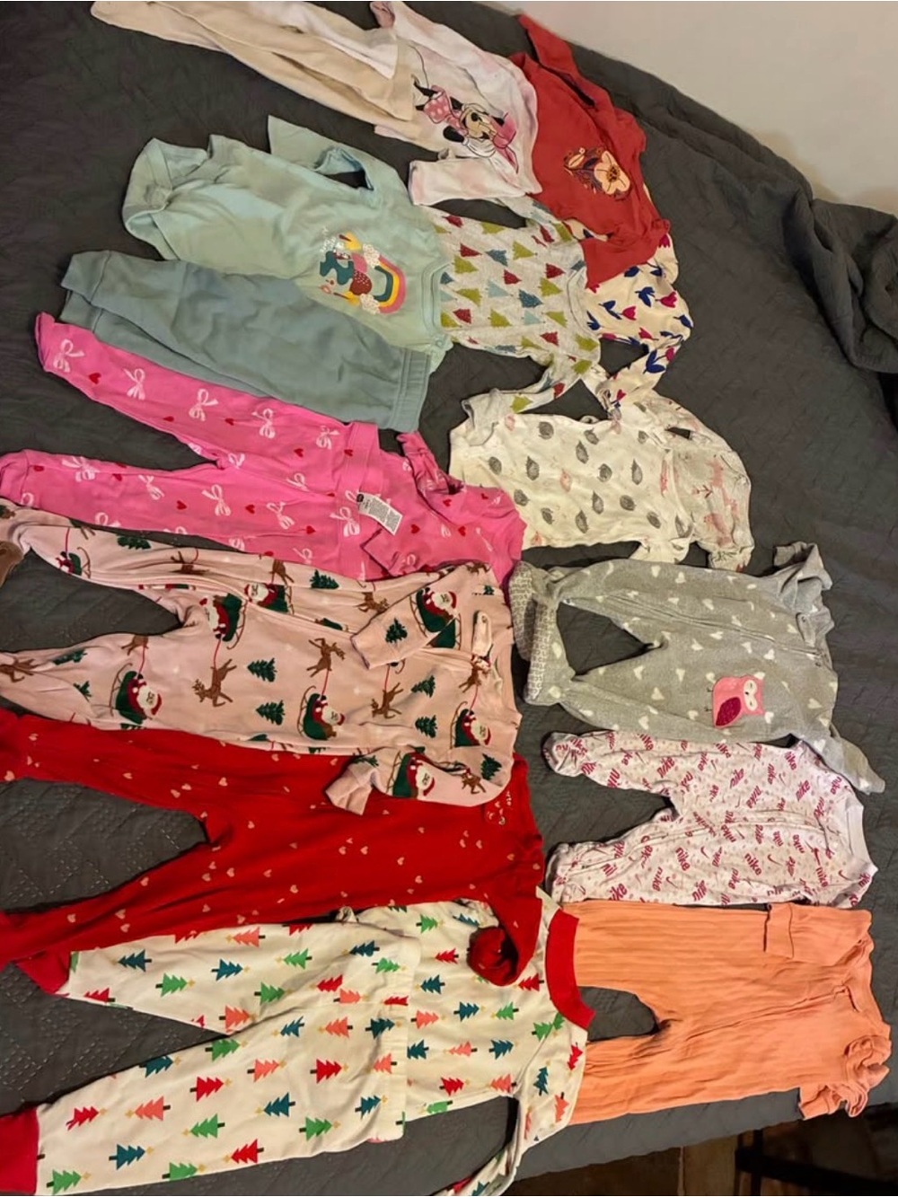 Mixed Kids Pajama Bundle - Assorted Pink, Red, Gray, White, Peach, Light Green